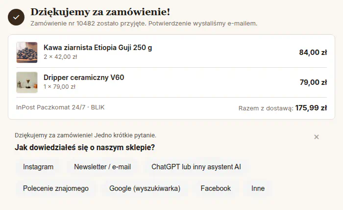 Ankieta z odpowiedziami w okrągłych przyciskach bez ramki karty